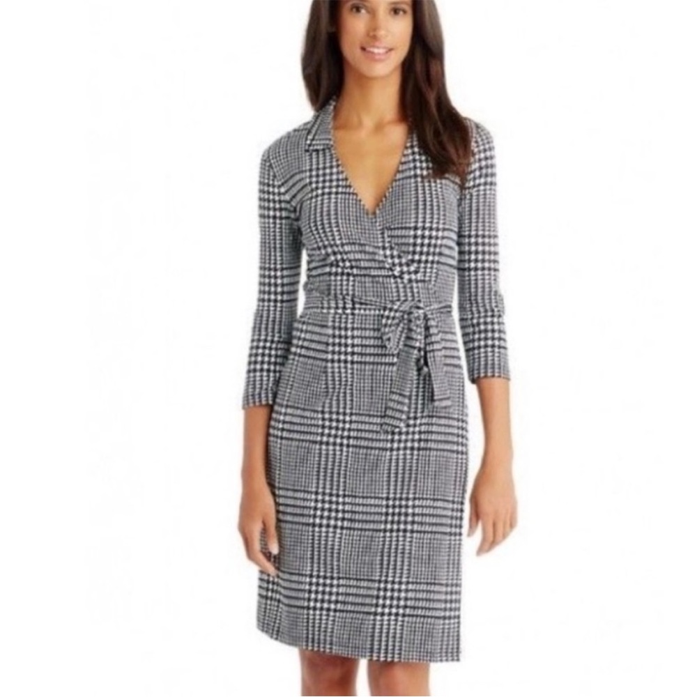 J. McLaughlin Wrap Dress Black and White Check Small